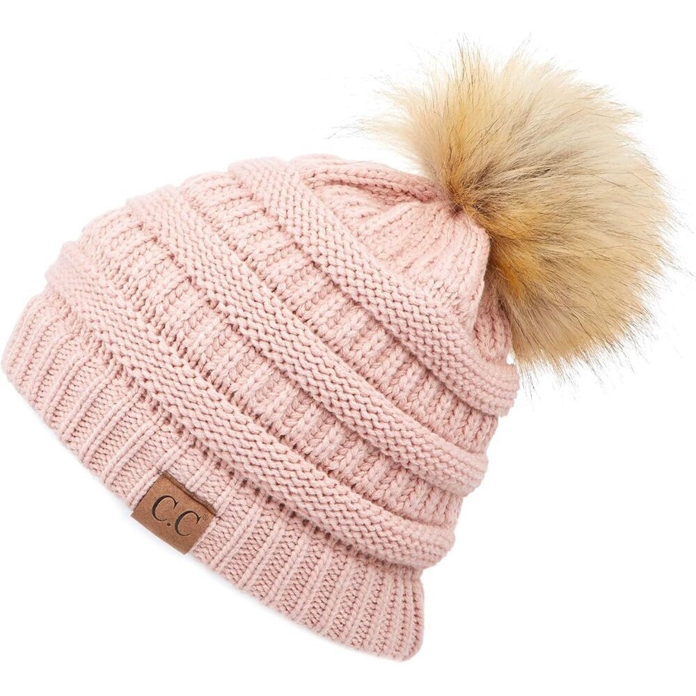 Hatsandscarf Exclusives Unisex Solid Ribbed Beanie with Pom HAT-43